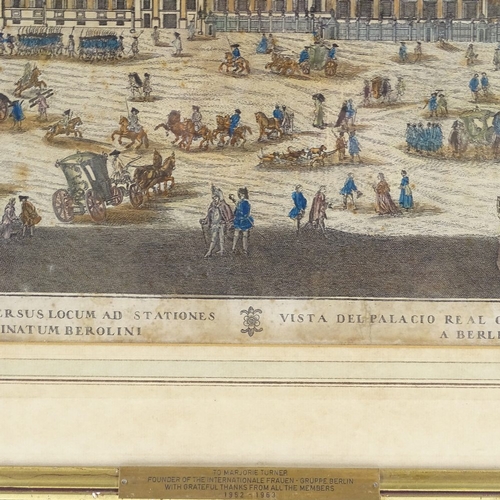 1340 - An 18th century hand coloured engraving, the King's Palace Berlin, image 11