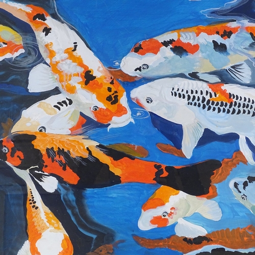 1350 - Clive Fredriksson, oil on board, Koi carp, 27