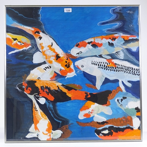 1350 - Clive Fredriksson, oil on board, Koi carp, 27