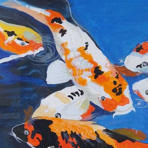 1350 - Clive Fredriksson, oil on board, Koi carp, 27