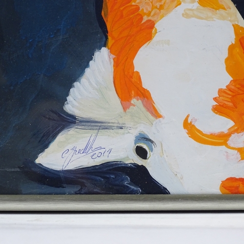 1350 - Clive Fredriksson, oil on board, Koi carp, 27