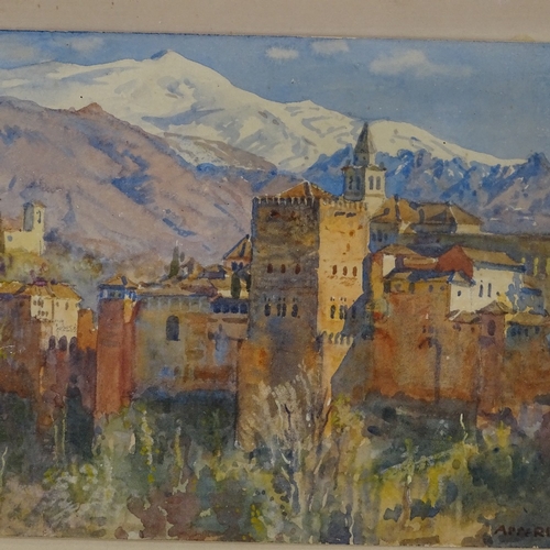 1354 - George Wynne Apperley RI, watercolour, the Alhambra from my house, signed and inscribed by the artis... 