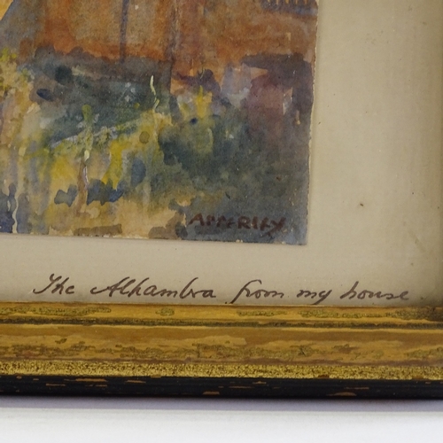 1354 - George Wynne Apperley RI, watercolour, the Alhambra from my house, signed and inscribed by the artis... 