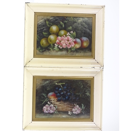 1358 - E Chester, pair of 19th century oils on board, still lives, signed, 10