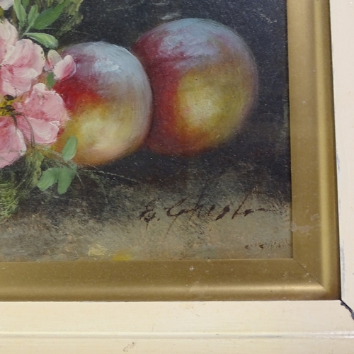 1358 - E Chester, pair of 19th century oils on board, still lives, signed, 10