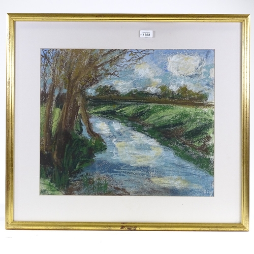 1362 - Tom Llewellyn Phillips, 2 pastel drawings, river and seascapes, framed (2)