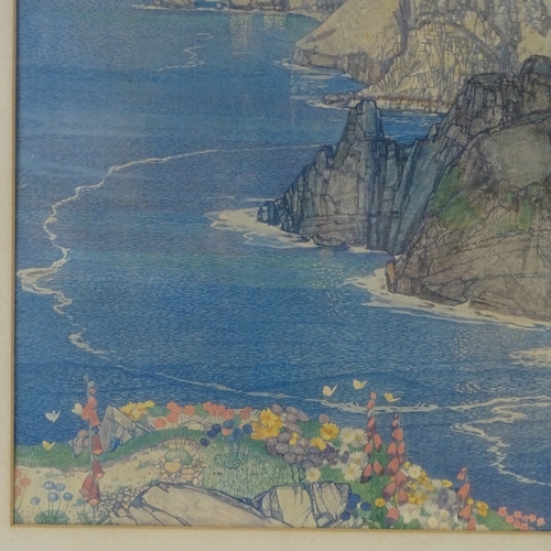 1372 - Edward Reginald Frampton (1872 - 1923), lithograph, view of Sark, signed, 17.5