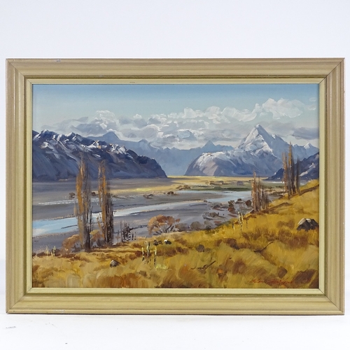 1374 - Aston Greathead (New Zealand artist), oil on board, Mount Cook landscape, signed, 15