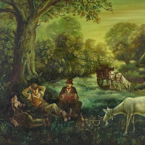 1375 - Stephen Chenery, oil on canvas board, gypsy encampment, 21