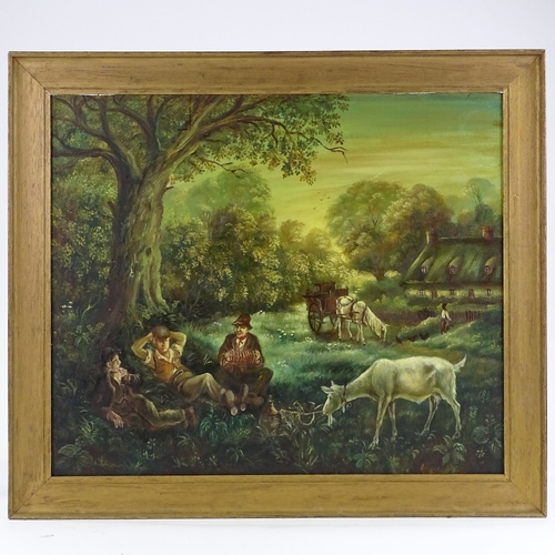 1375 - Stephen Chenery, oil on canvas board, gypsy encampment, 21