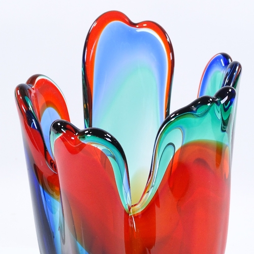 101 - A Murano 1960s handmade multi-colour glass vase, height 23cm