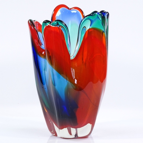 101 - A Murano 1960s handmade multi-colour glass vase, height 23cm