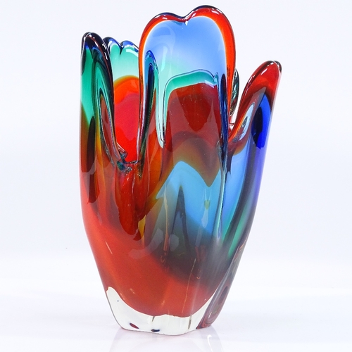 101 - A Murano 1960s handmade multi-colour glass vase, height 23cm