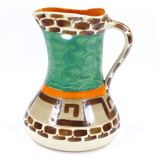 103 - A Myott Art Deco pottery hand painted jug, height 20cm