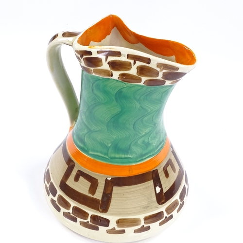 103 - A Myott Art Deco pottery hand painted jug, height 20cm