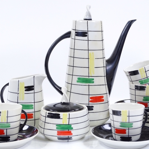 104 - A Chodziez Polish hand painted coffee set, designed by Waclaw Gorski in 1958