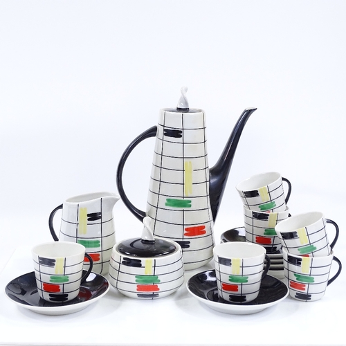 104 - A Chodziez Polish hand painted coffee set, designed by Waclaw Gorski in 1958