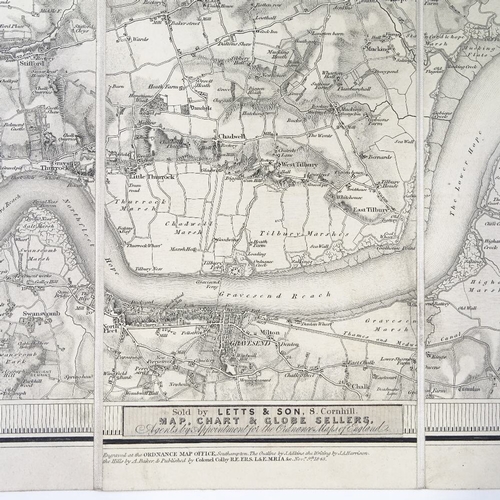 11 - A set of 4 19th century maps, engraved and sold by Letts & Son of 8 Cornhill 1848, cloth backed, 65c... 