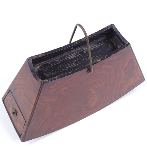 121 - A Chinese elm opium box with drawer fitted base, length 24cm