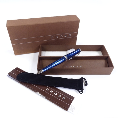 123 - A Cross Azurite blue crocodile finish ballpoint pen, new and boxed