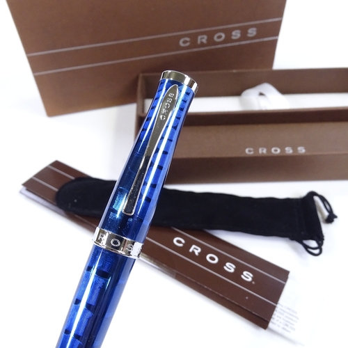 123 - A Cross Azurite blue crocodile finish ballpoint pen, new and boxed