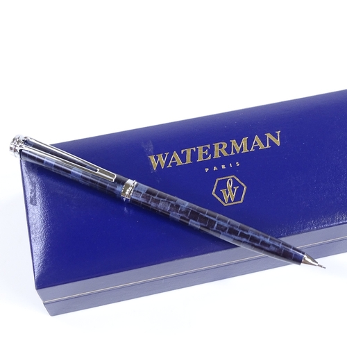 125 - A Waterman Expert propelling pencil, grey geometric pattern, new and boxed