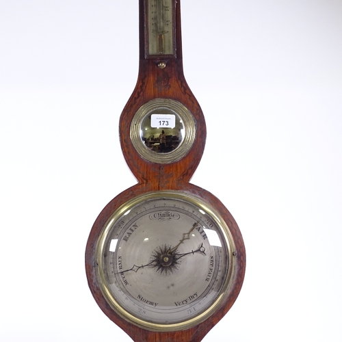 173 - A 19th century rosewood-cased wheel barometer