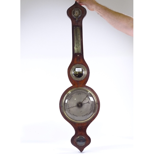 173 - A 19th century rosewood-cased wheel barometer