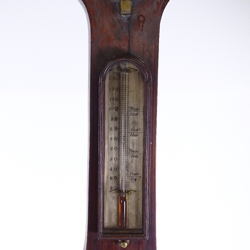 173 - A 19th century rosewood-cased wheel barometer