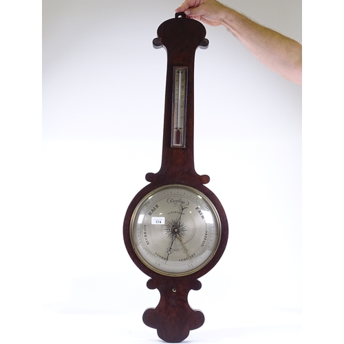 174 - A 19th century rosewood-cased wheel barometer