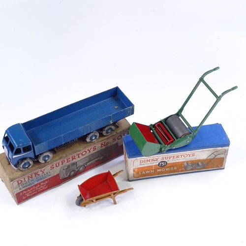 203 - Dinky Meccano Supertoy 501 Foden Diesel Wagon, and 751 Lawnmower and Wheelbarrow (3)