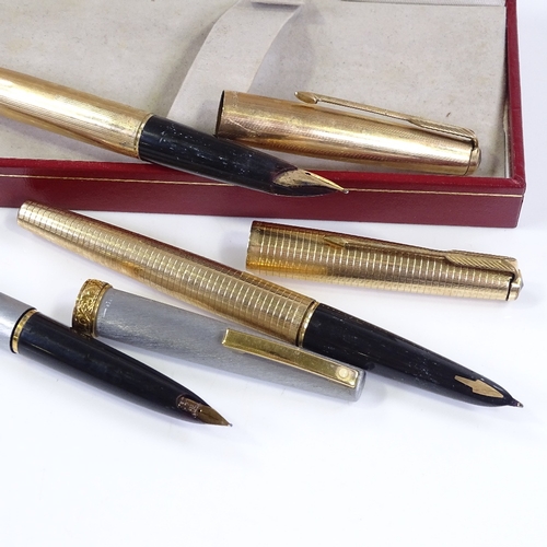 34 - 2 rolled gold Parker pens, and a Sheaffer pen (3)