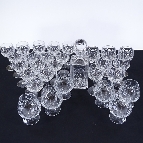 77 - A suite of cut-glass drinking glasses, and a cut-glass decanter (29)