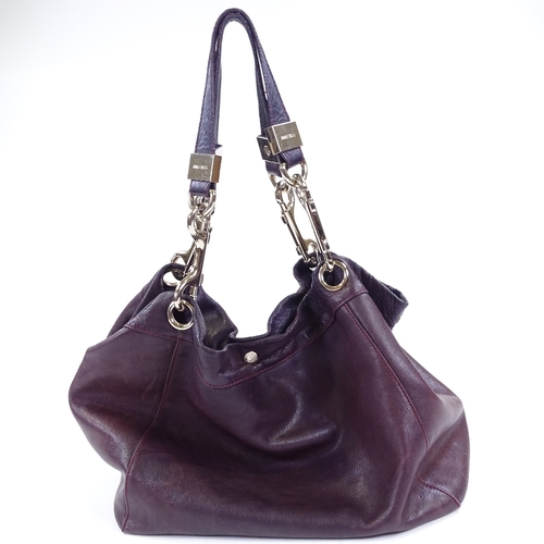 87 - A Jimmy Choo purple leather holdall bag