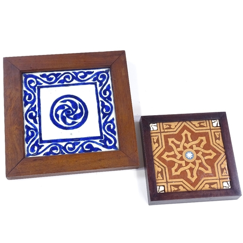 88 - 2 framed ceramic tiles, largest 27cm across including frame (2)