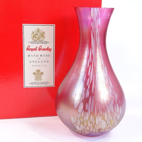 90 - Royal Brierley Studio glass cranberry and white vase, height 23cm, boxed and unused