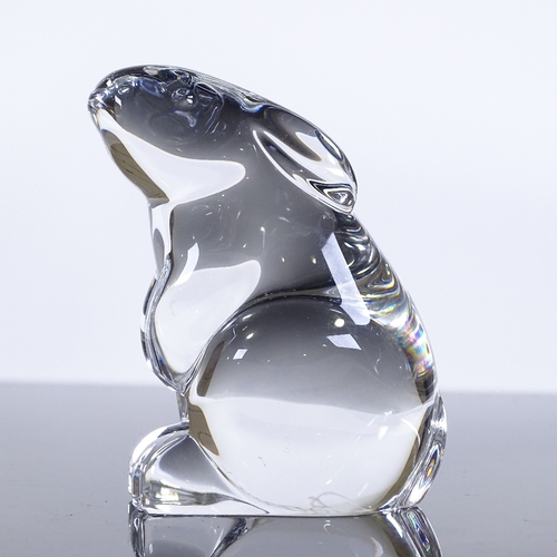 96 - Baccarat France, lead crystal rabbit, etched signature with label, height 8cm