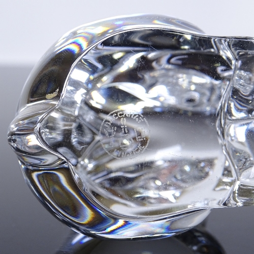 96 - Baccarat France, lead crystal rabbit, etched signature with label, height 8cm