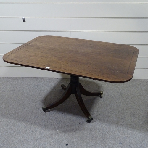 241 - A 19th century mahogany tilt-top breakfast table, on quadruple splay leg base, 4'10