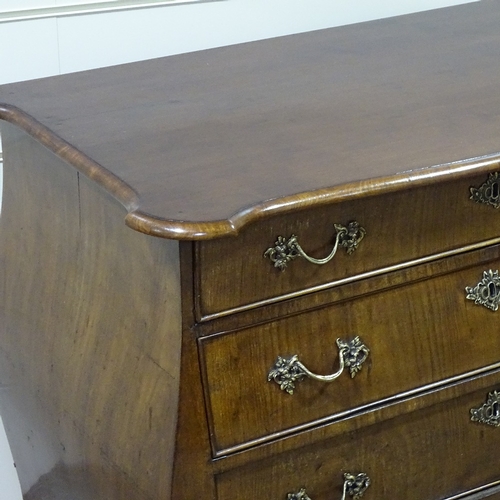 244 - A 19th century Dutch mahogany bombe chest of 4 drawers, with brass handles and mounts, width 2'9