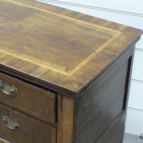 264 - An 18th century walnut chest of 4 long drawers, with inlaid banding, width 3'3