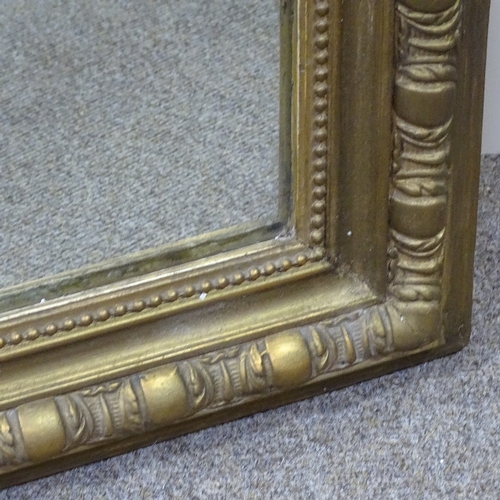 266 - A 19th century gilt-gesso framed wall mirror, with acanthus pediment, height 4'10, width 2'11