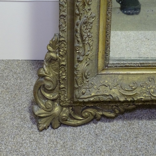 267 - A 19th century gilt-gesso framed wall mirror, with acanthus pediment, height 4'9