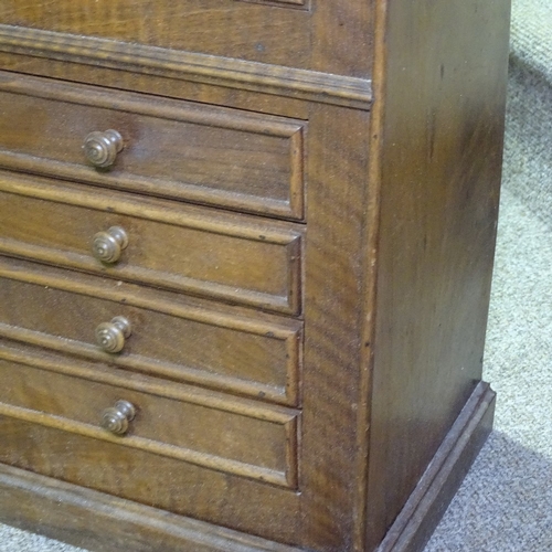 269 - A small 19th century oak table-top jewel chest of drawers, with marble top, width 12