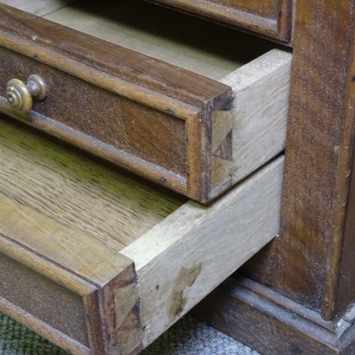 269 - A small 19th century oak table-top jewel chest of drawers, with marble top, width 12