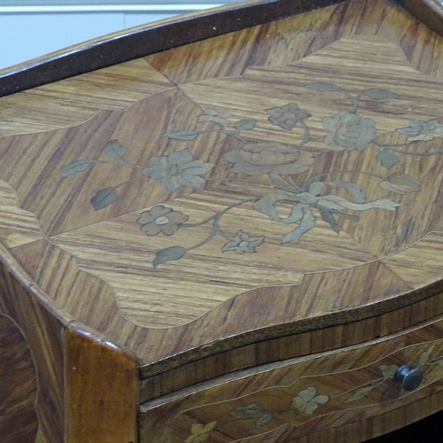 272 - A pair of French kingwood and marquetry inlaid bedside tables, width 15