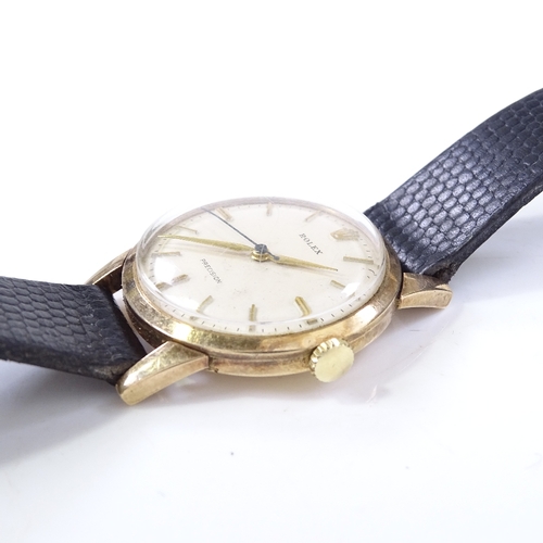 302 - ROLEX - a 9ct gold Precision mechanical wristwatch, circa 1954, 17 jewel lever movement with centre ... 