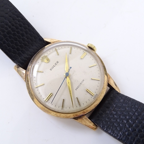 302 - ROLEX - a 9ct gold Precision mechanical wristwatch, circa 1954, 17 jewel lever movement with centre ... 