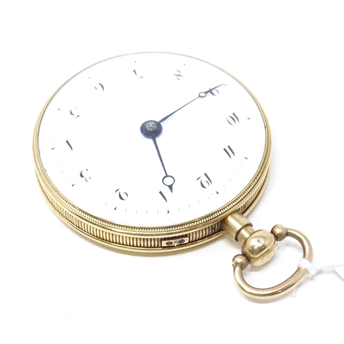 305 - LEROY & FILS - a French 18ct gold open-face key-wind quarter repeat pocket watch, white enamel dial ... 