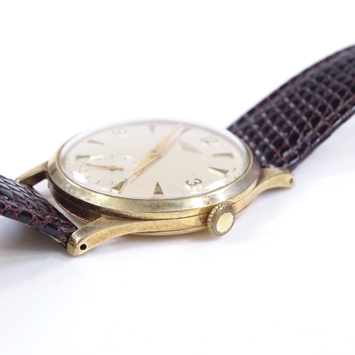 307 - LONGINES - a 9ct gold wristwatch, circa 1960s, 17 jewel mechanical movement, with quarterly Arabic n... 